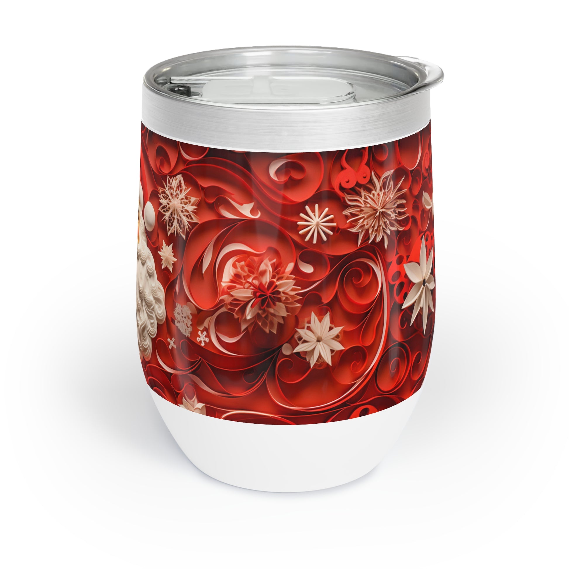 Christmas Wine Tumbler Tumbling Santa, right, paper quilled