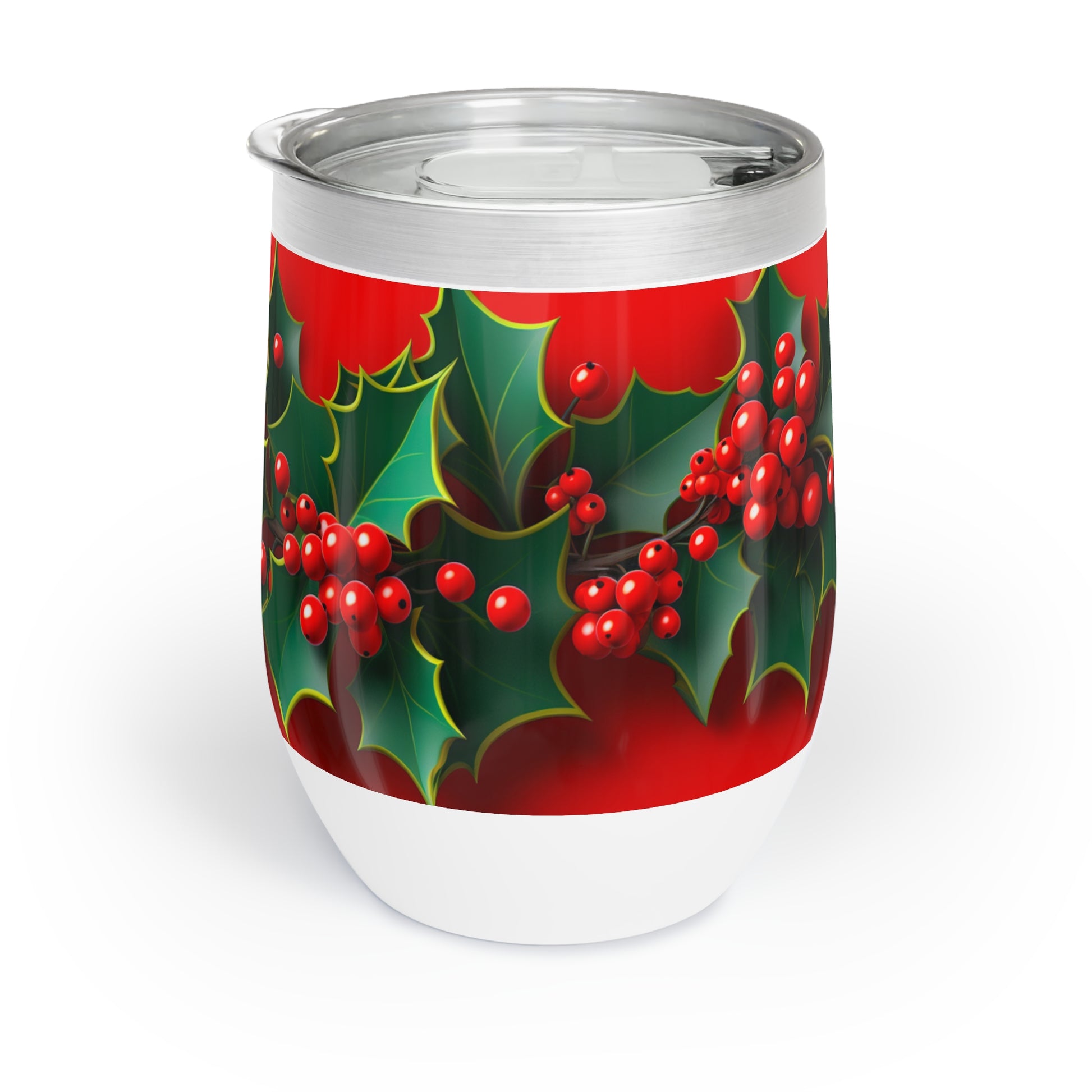 Christmas Wine Tumbler Holly, left, paper quilled