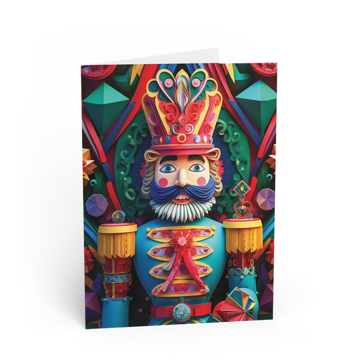 Christmas Card Nutcracker, front, paper quilled