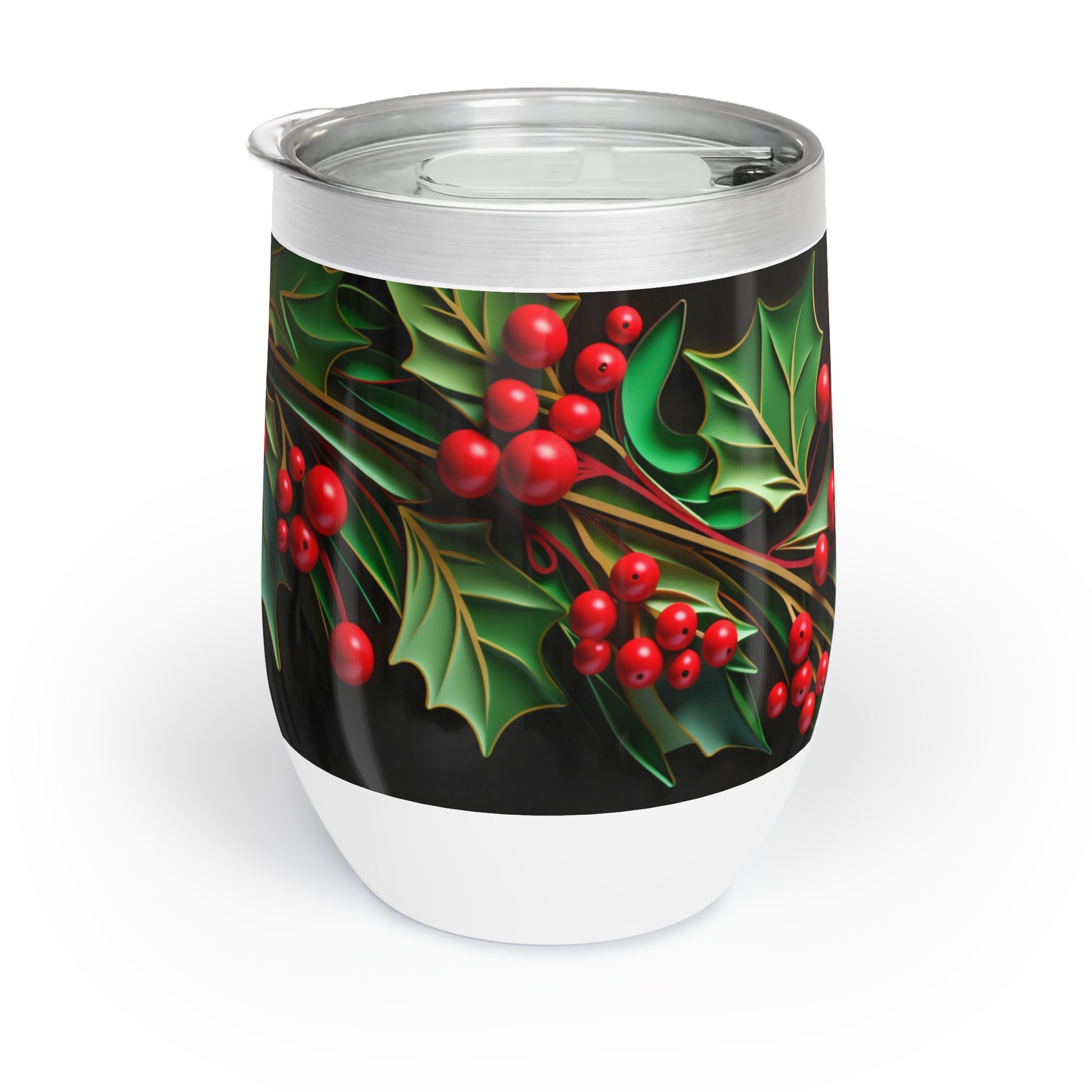 Christmas Wine Tumbler Christmas Holly, right, paper quilled