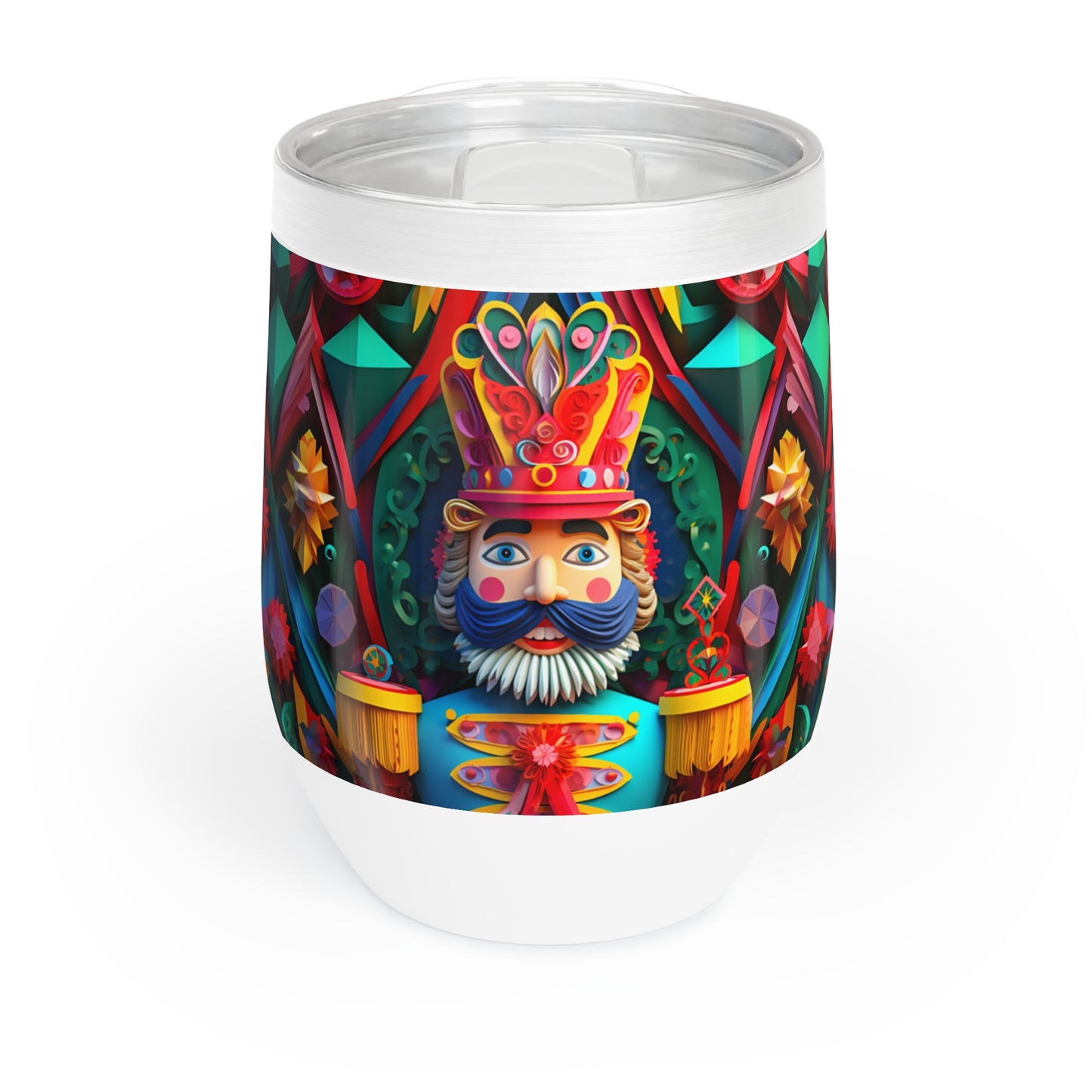 Christmas Wine Tumbler Nutcracker, front, paper quilled