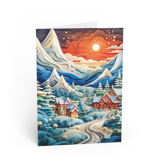 Christmas Card Snow Capped Mountains