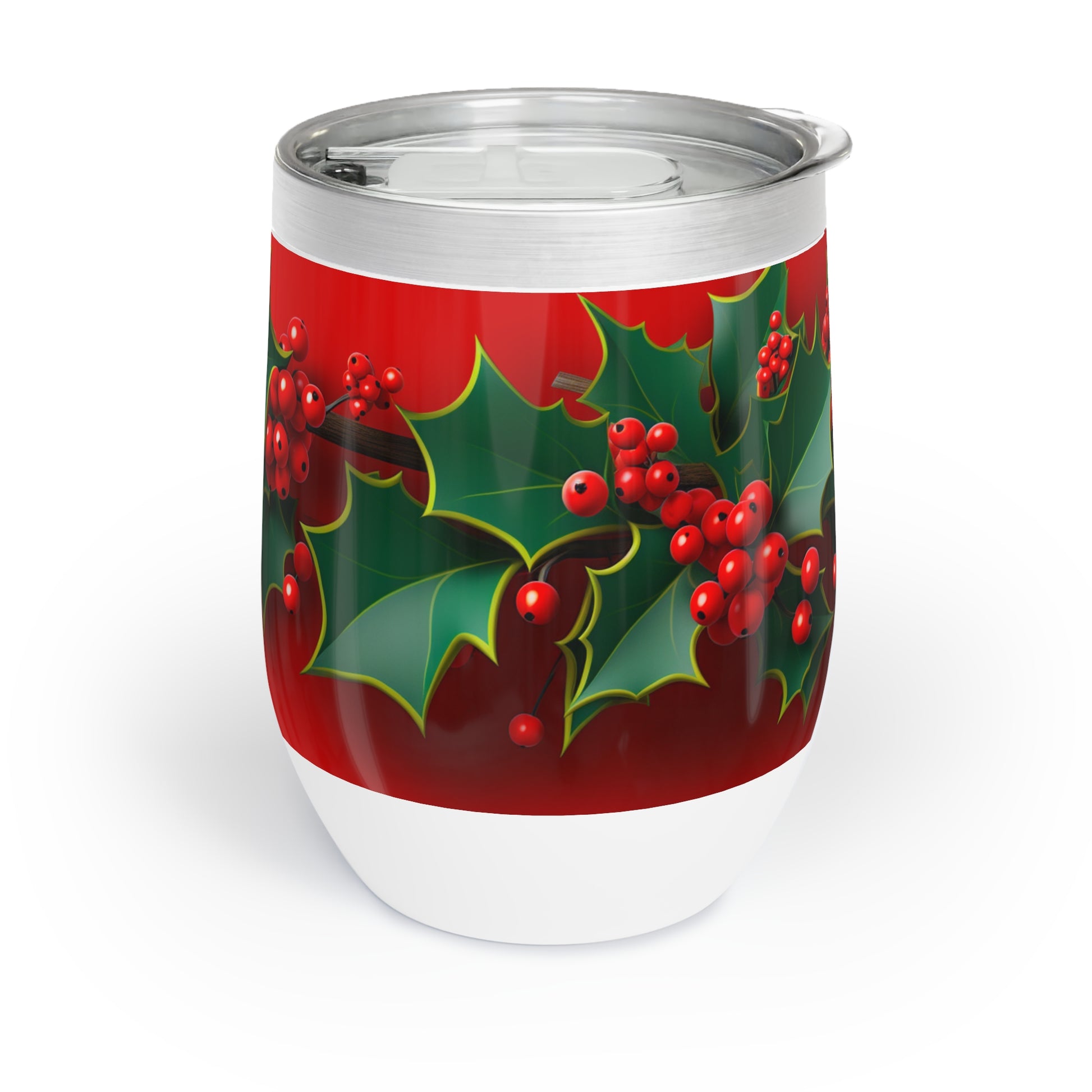 Christmas Wine Tumbler Holly, right, paper quilled