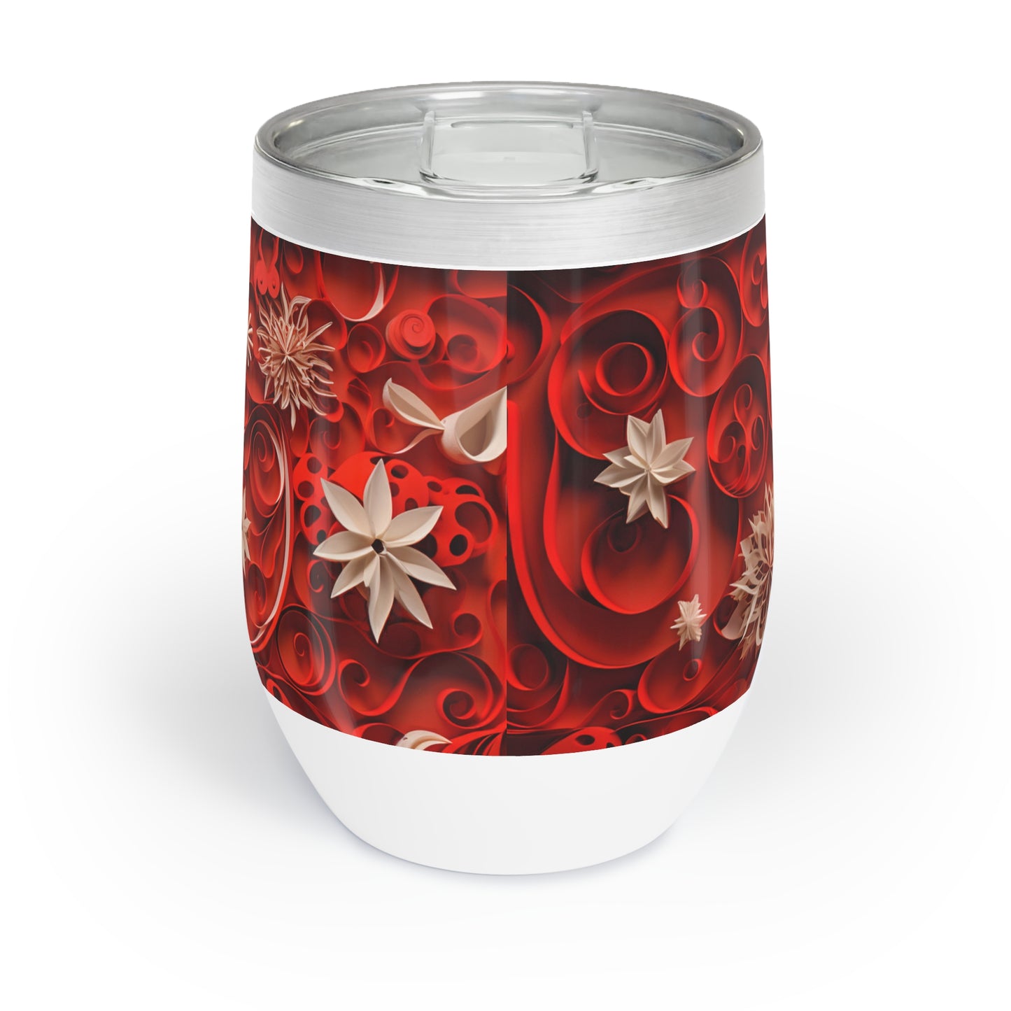 Christmas Wine Tumbler Tumbling Santa, back, paper quilled