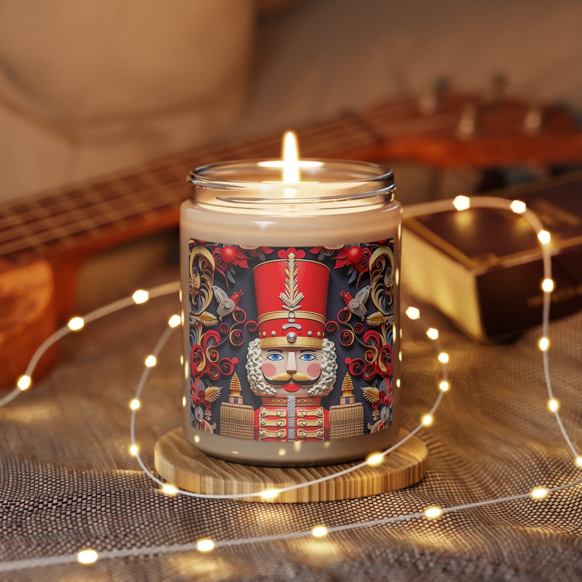 Scented Candle Christmas Nutcracker, lit, paper quilled