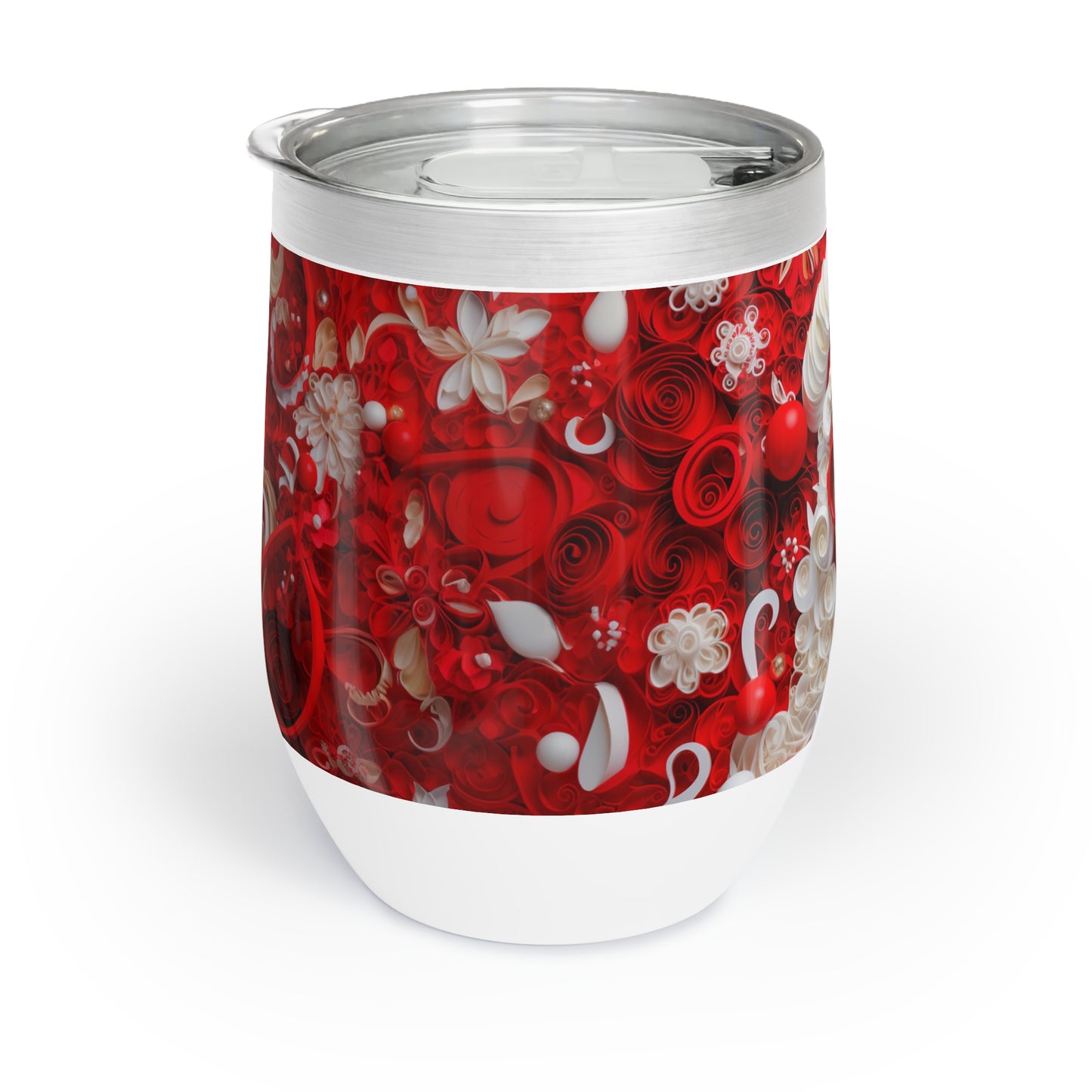 Christmas Wine Tumbler Mrs. Claus, left, paper quilled