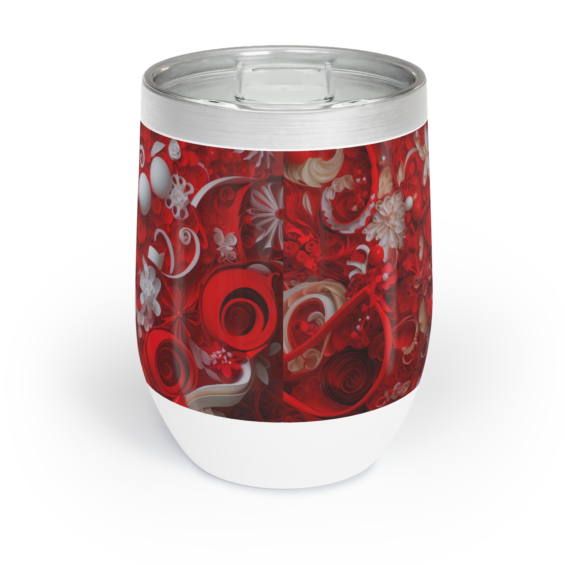 Christmas Wine Tumbler Mrs. Claus, back, paper quilled