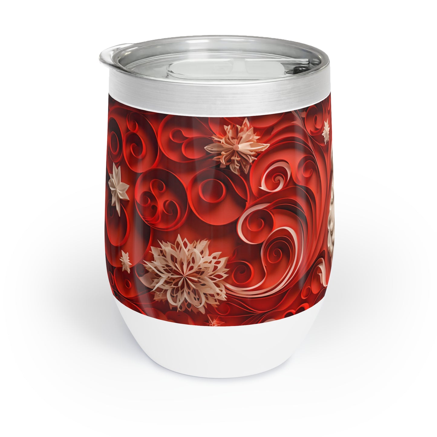 Christmas Wine Tumbler Tumbling Santa, left, paper quilled