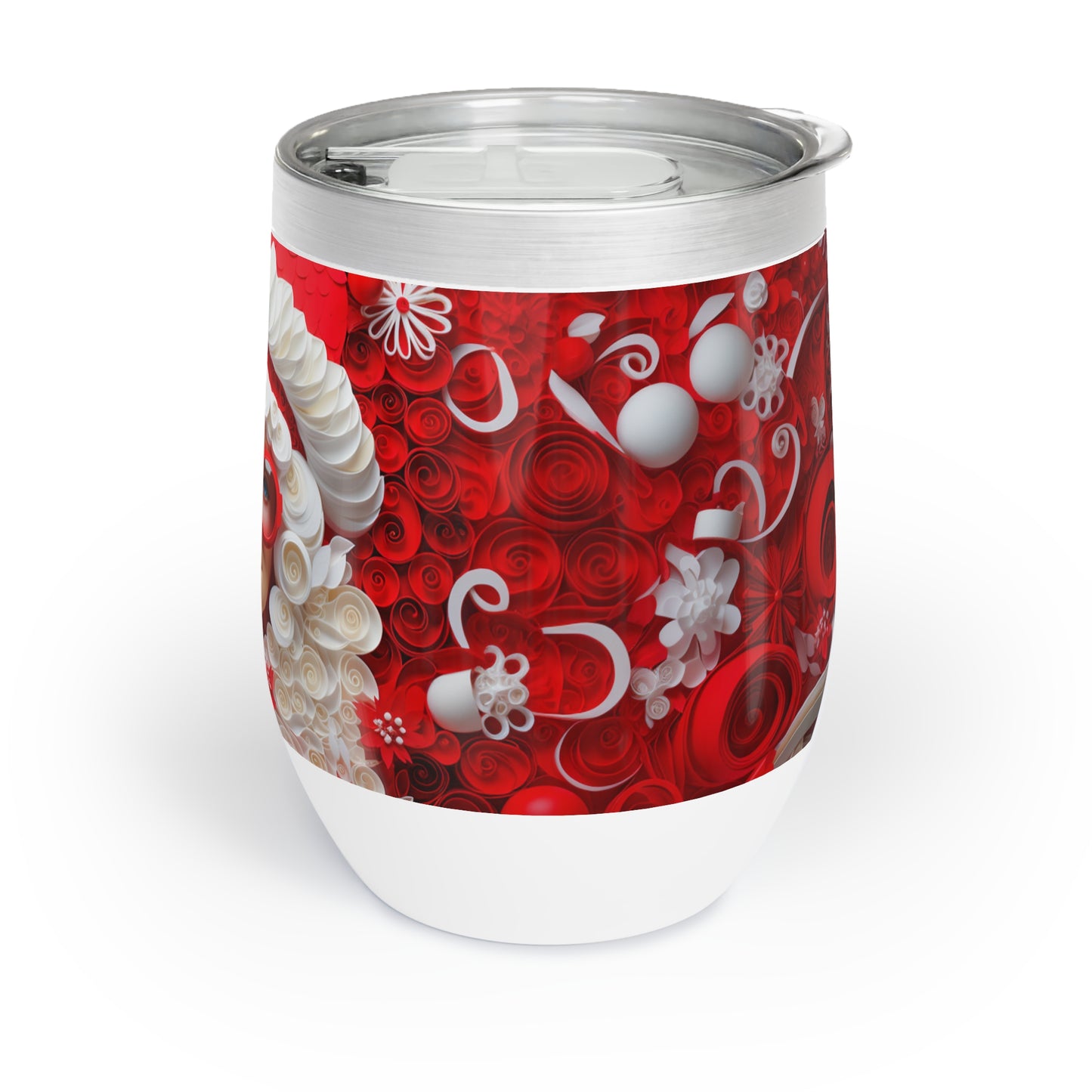 Christmas Wine Tumbler Mrs. Claus, right, paper quilled