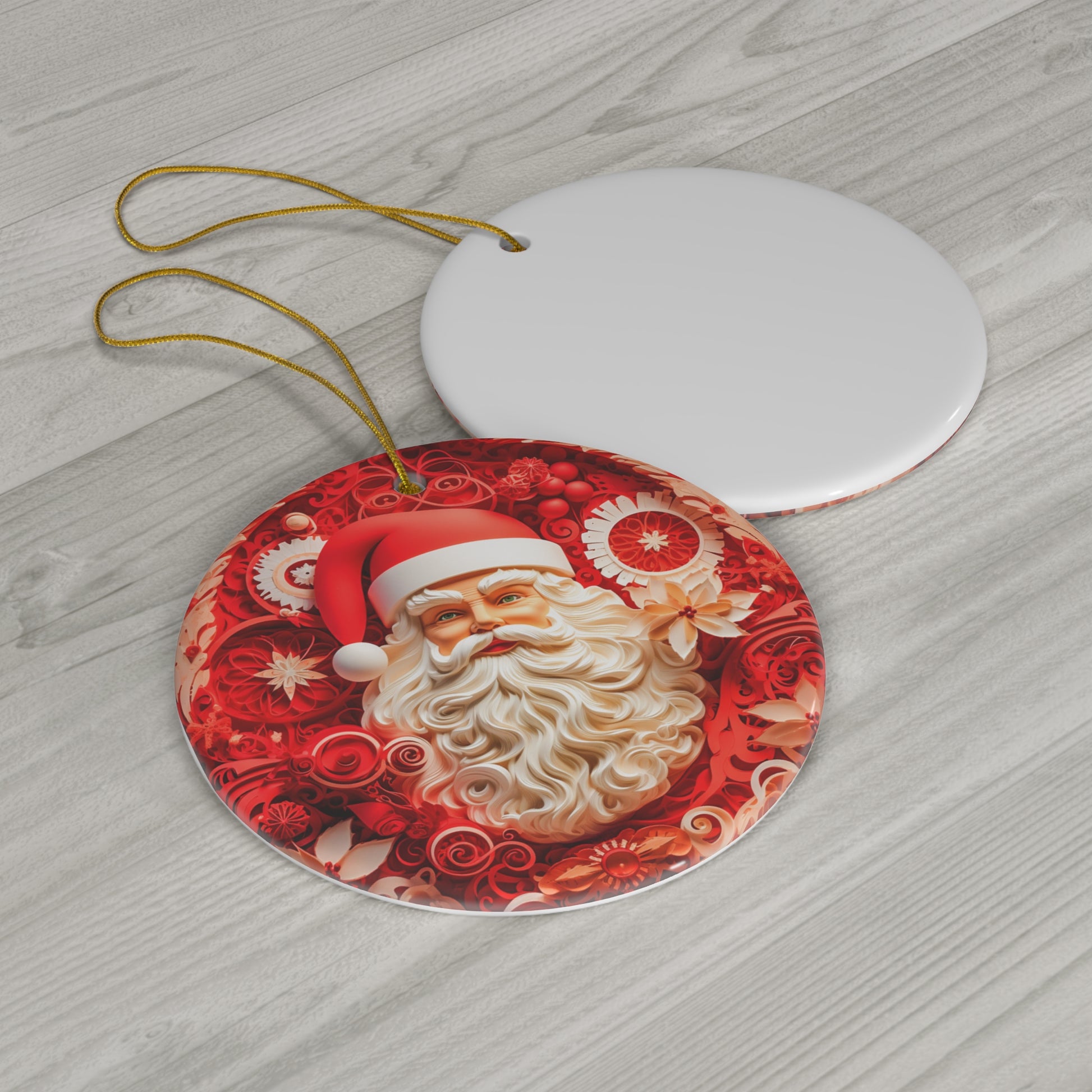 Christmas Tree Ornament Santa, sides, paper quilled