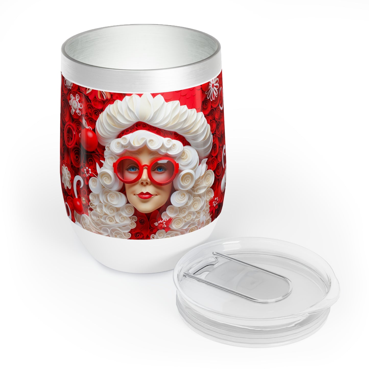 Christmas Wine Tumbler Mrs. Claus, product, paper quilled