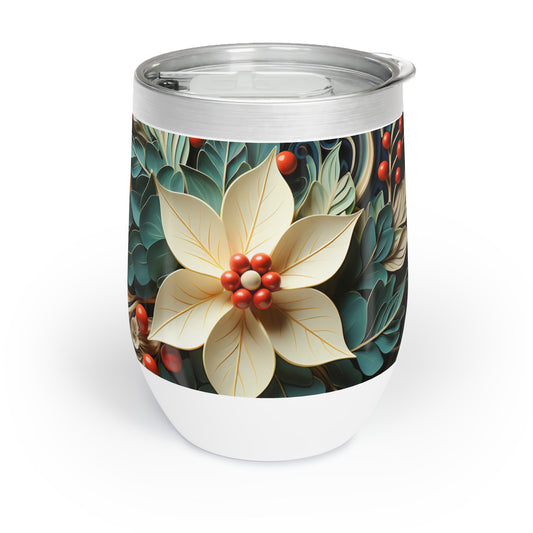 Christmas Wine Tumbler Cream, front, paper quilled