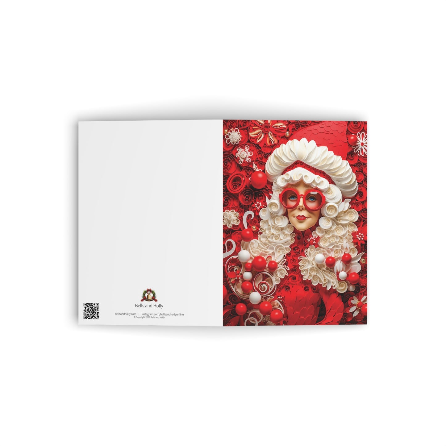 Christmas Card Mrs. Claus, front spread, paper quilled