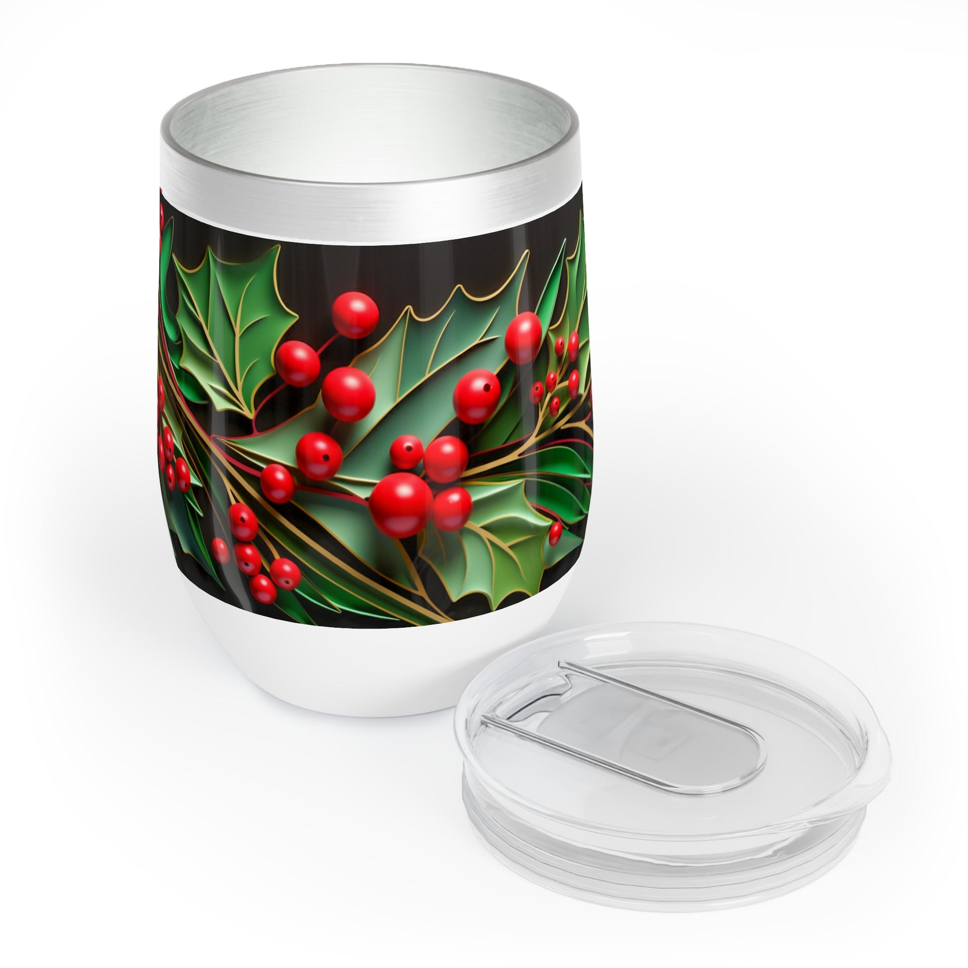 Christmas Wine Tumbler Christmas Holly, right, paper quilled