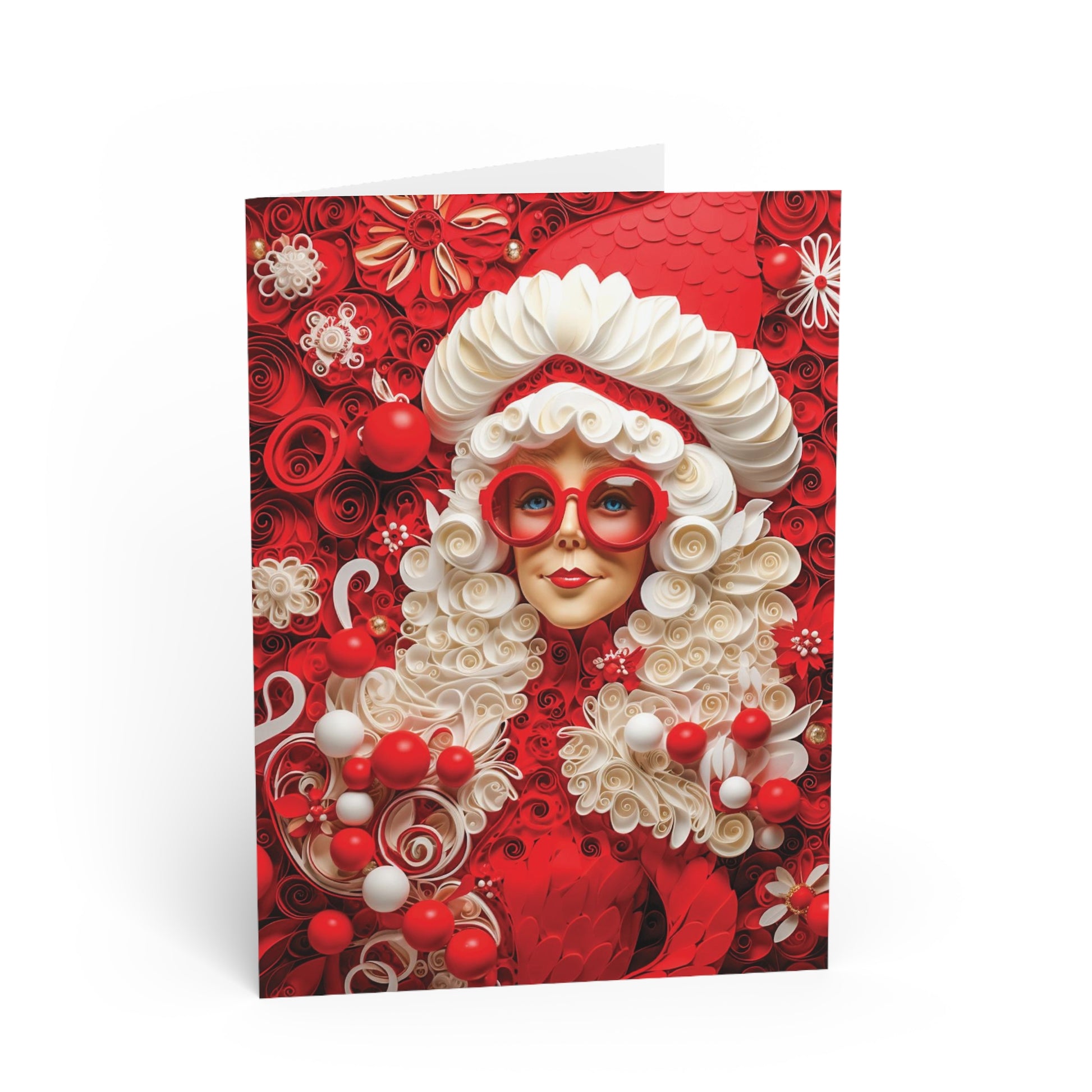 Christmas Card Mrs. Claus, front, paper quilled