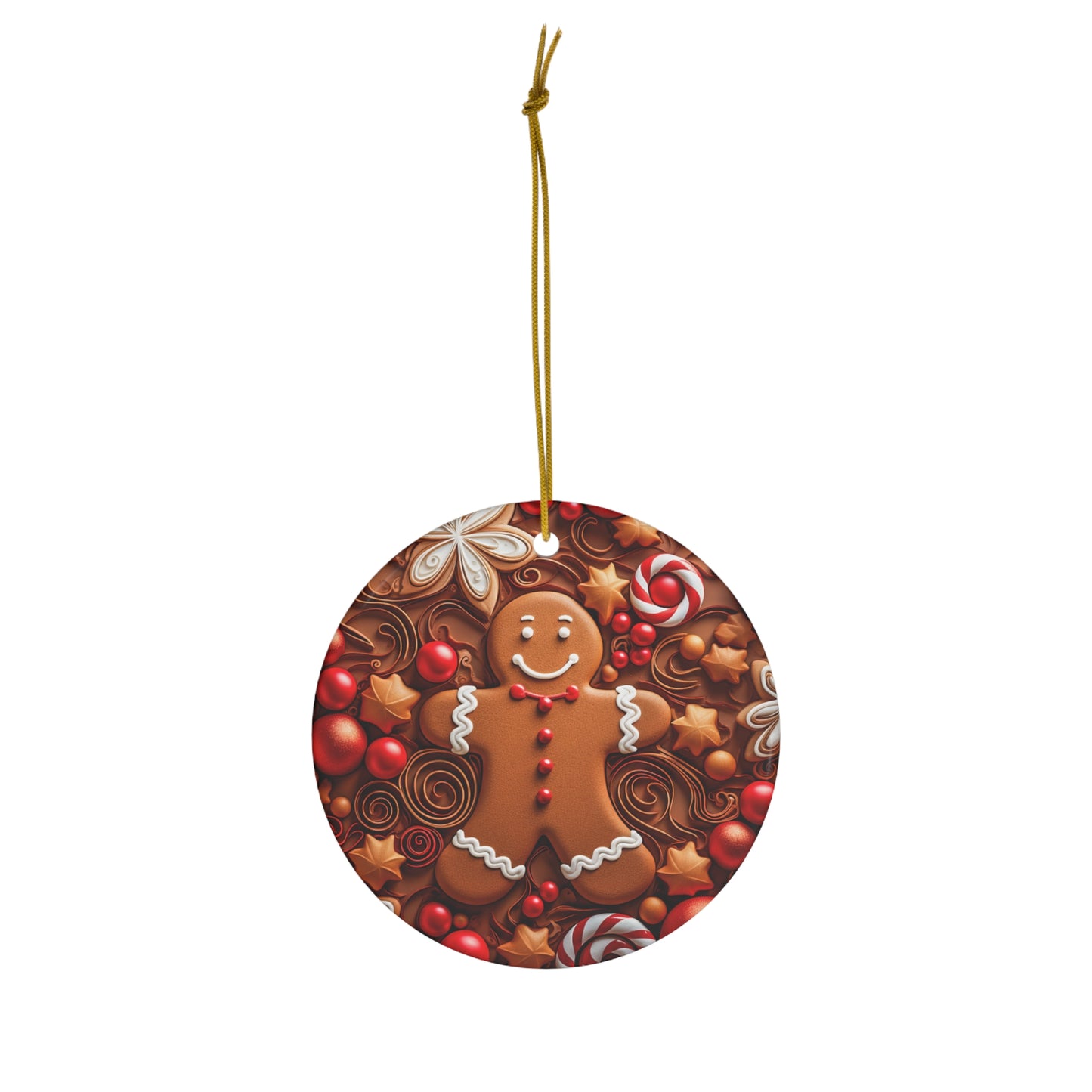 Christmas Tree Ornament Gingerbread Man, Christmas decoration, front, paper quilled