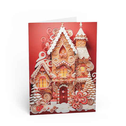 Christmas Card Gingerbread House, front, paper quilled